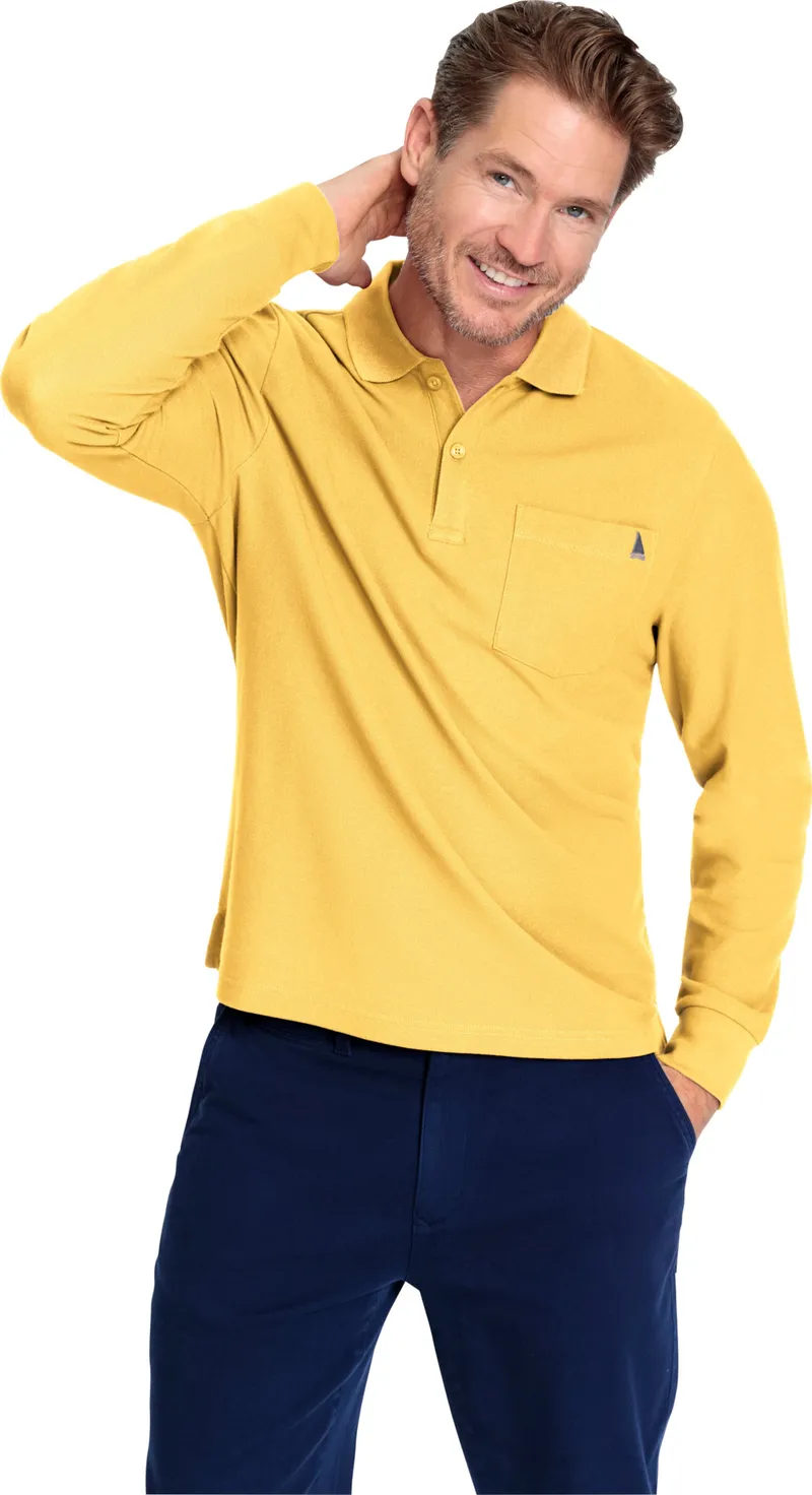 Catamaran Langarm-Poloshirt gelb, Gelb, – Produktbild 2 von 2