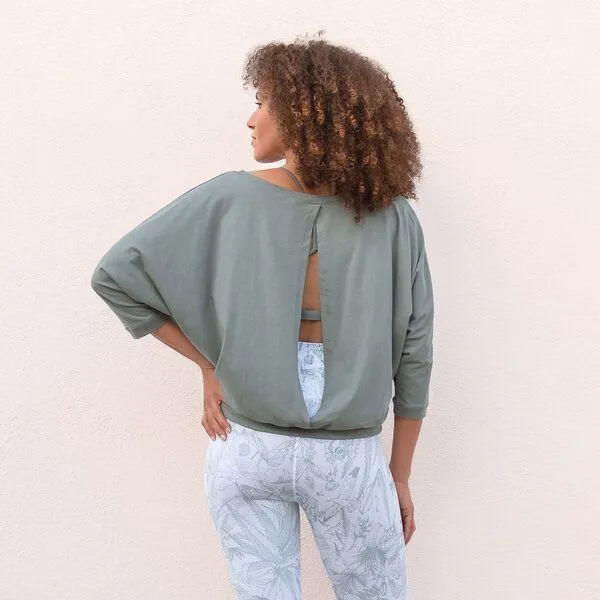 Jaya Jaya FRIDA - ¾ Shirt im lässigen loose Fit Style aus elastischem Tencel-Biobaumwoll-Mix, Nightblue/blau, – Produktbild 2 von 4