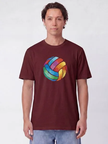 watapparel watapparel T-Shirt Unisex Volleyball in Watercolor, Burgundy, – Produktbild 3 von 3