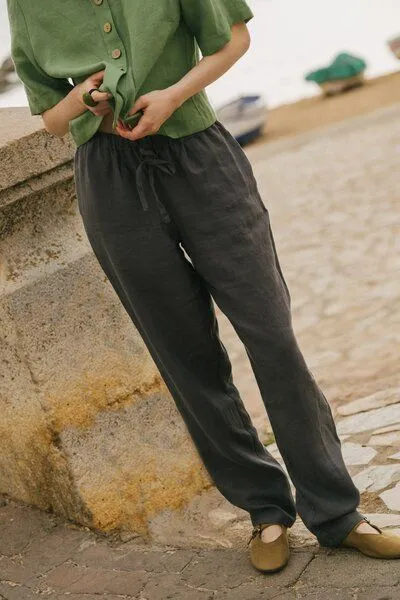 AmourLinen AmourLinen Leinenhose Malmo, Schwarz, – Produktbild 4 von 4