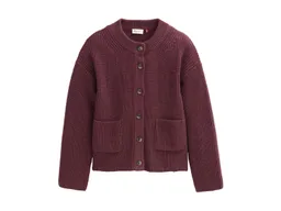 People Wear Organic People Wear Organic Boucléstrick-Jacke Bio-Baumwolle (kbA) burgunder XL – Produktbild 1 von 1