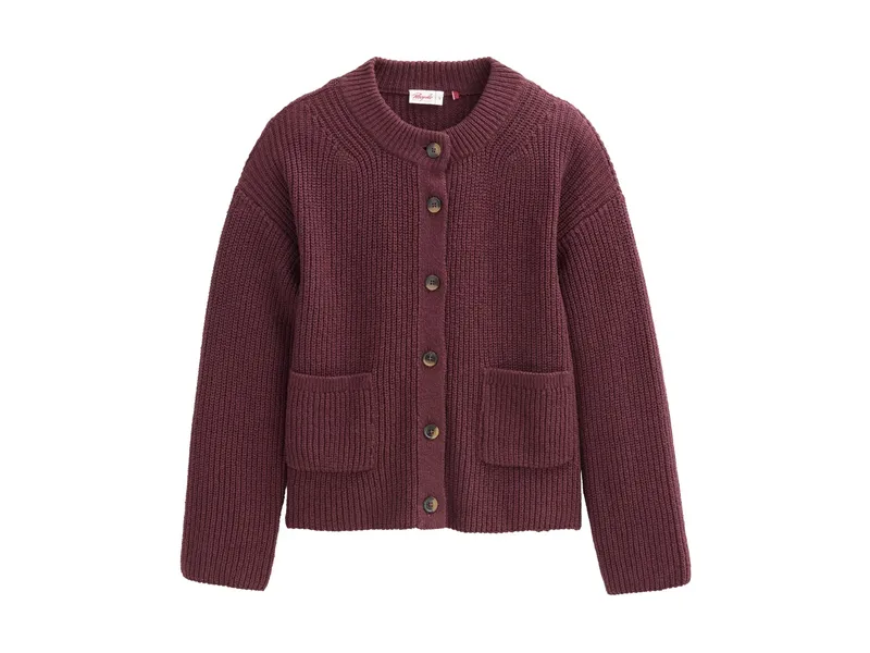 People Wear Organic People Wear Organic Boucléstrick-Jacke Bio-Baumwolle (kbA) burgunder XL, Rot, braun, – Produktbild 1 von 1