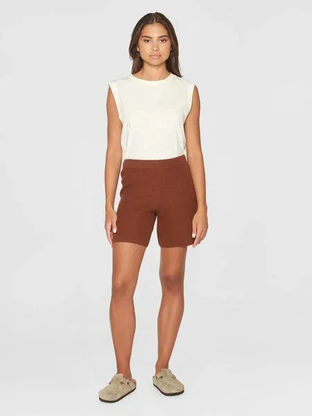 KnowledgeCotton Apparel KnowledgeCotton Apparel Gale Mid-Rise Racking Stitch Shorts, Braun (tiramisu), – Produktbild 3 von 4