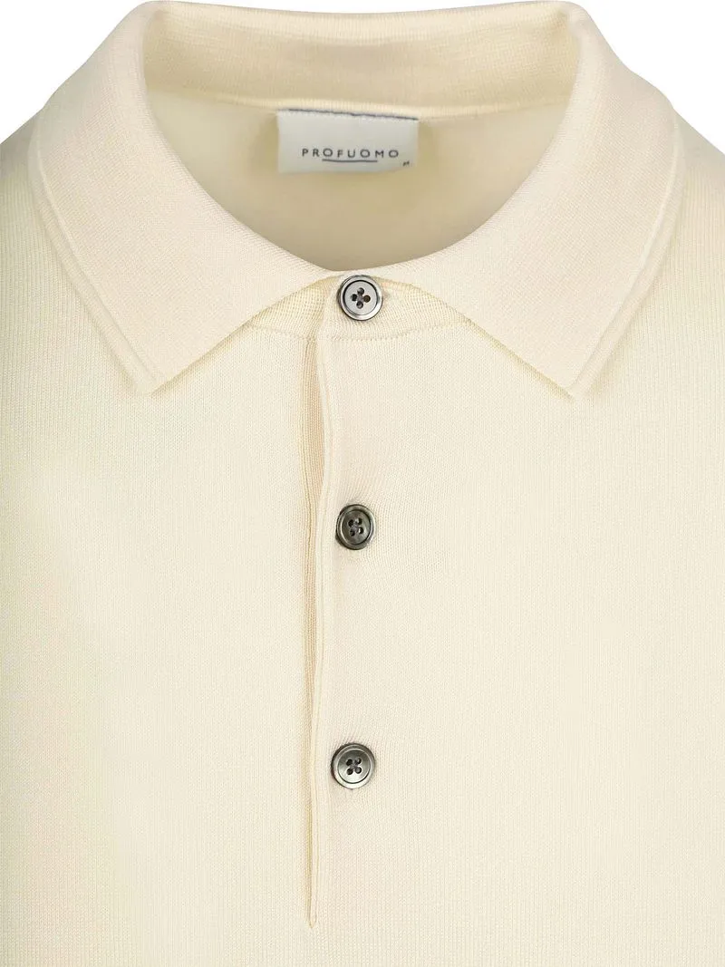 Profuomo Profuomo Strick-Poloshirt Ecru - Größe S, Wollweiß, – Produktbild 3 von 5