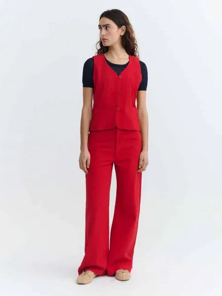 thinking mu thinking mu Karina Pants - Damen Hose aus Bio-Baumwolle, Cavel red (rot), – Produktbild 3 von 4