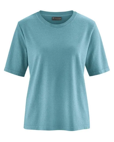 HempAge Hempage Damen T-Shirt Hanf/Bio-Baumwolle, Wave (blau), – Produktbild 1 von 4