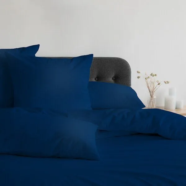 Schlafgut Schlafgut Bettwäscheset Knitted Jersey - 95% Biobaumwolle, 5% Elasthan - uni, Blue deep, – Produktbild 1 von 3