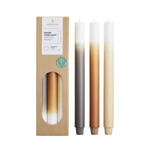Originalhome Originalhome Farbverlaufskerzen für bewusste Geschenke S/3 - paraffinfrei & vegan, Pine apple, – Produktbild 1 von 2