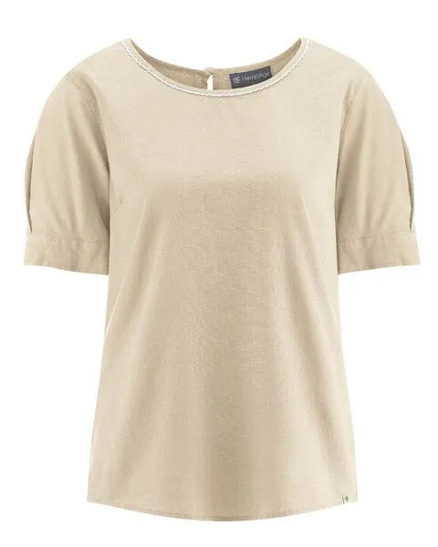 HempAge HempAge Feminine Halbarmbluse Hanf/Biobaumwolle, Gobi (beige), – Produktbild 1 von 4