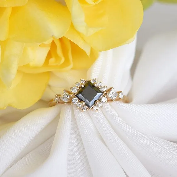 Eppi Eppi Perfekter Ring mit schwarzem Diamanten und Moissaniten Medrie, Weiss, – Produktbild 4 von 4