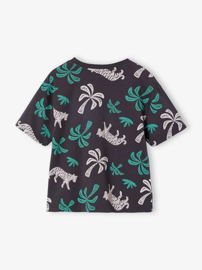 Vertbaudet T-Shirt bunter Alloverprint Jungen, Anthrazit, – Produktbild 3 von 4
