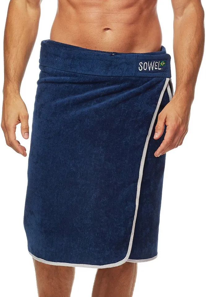 Sowel Saunatuch Saunakilt - Sauna Buddy, 100% Bio-Baumwolle, 60x140 cm, Blau|grau, – Produktbild 2 von 5