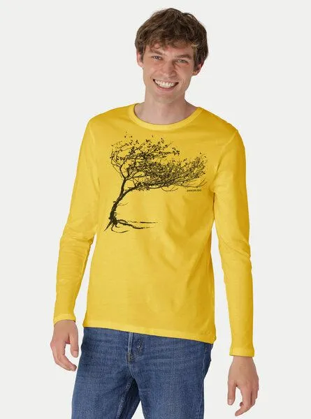Peaces.bio - handbedruckte Biomode Peaces.bio - handbedruckte Biomode Bio-Herren-Langarmshirt "Windy Tree", Royal, – Produktbild 3 von 3