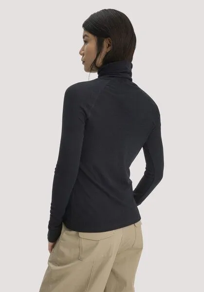 hessnatur hessnatur Longsleeve Slim aus Bio-Merinowolle und TENCEL Lyocell, Schwarz, – Produktbild 2 von 4
