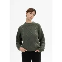 MELA Zopfmuster Pullover Modell: Samaira, Grün melange, – Produktbild 1 von 2