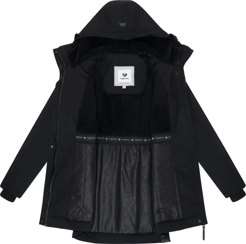 ragwear ragwear Kurzmantel Ellsa YOUMODO Winterparka mit auffälligen Taillenzugkordeln und Kapuze, Schwarz, – Produktbild 1 von 4