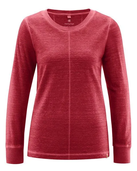 HempAge HempAge Langarmshirt mit mittiger Naht Hanf/Biobaumwolle, Ruby (rot), – Produktbild 3 von 4