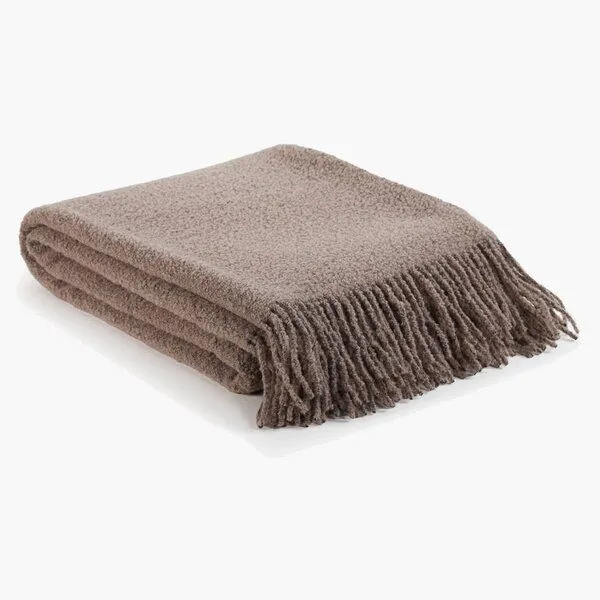 MoST Blankets Überwurfdecke PARIS cappuccino aus Bouclé-Wolle – Produktbild 1 von 3