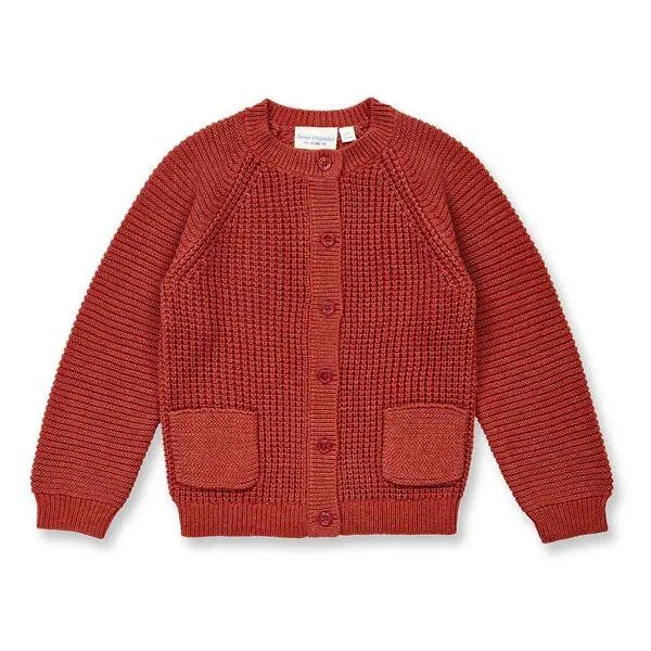 Sense Organics Sense Organics Kinder Strickjacke, Modell TULIA, Terrakotta-rot melange, – Produktbild 1 von 4