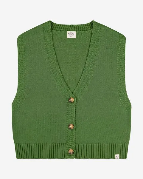 MATONA Matona Weste | Boxy Knit Vest | aus Bio-Baumwolle | GOTS-zertifiziert, Fir, – Produktbild 4 von 4