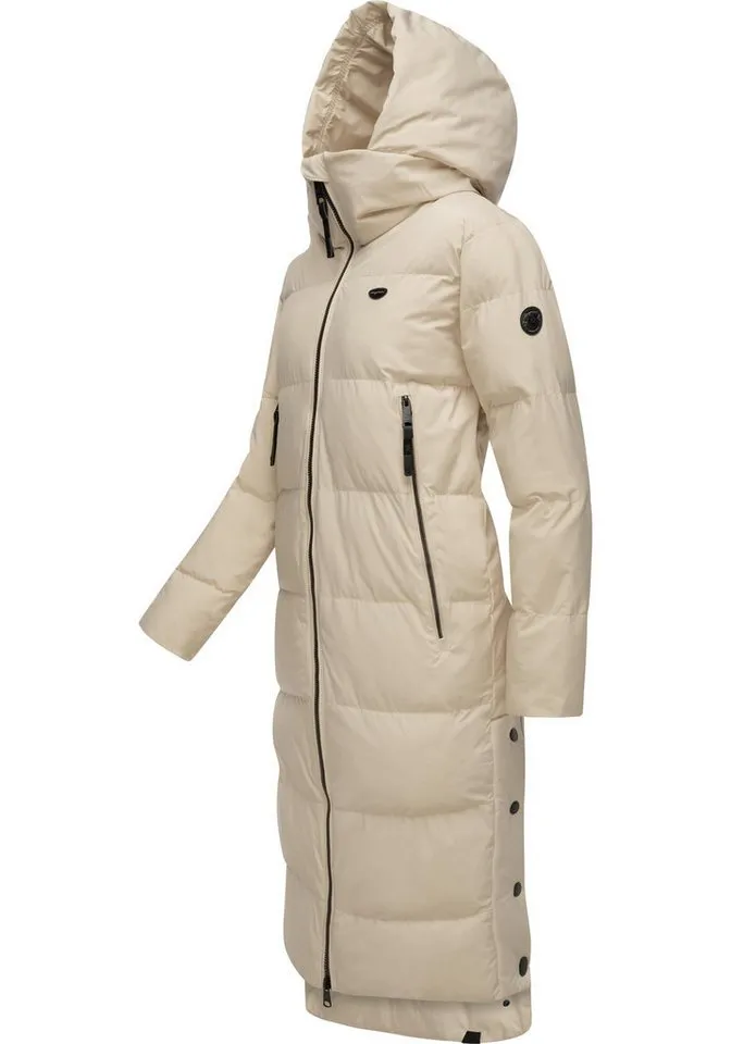 ragwear ragwear Wintermantel Patrise Extralanger Damen Winter Steppmantel mit Gehschlitzen, Braun, – Produktbild 3 von 4