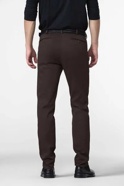 Meyer MEYER Chino in Micro Fantasy, Rot (burgundy), – Produktbild 3 von 4
