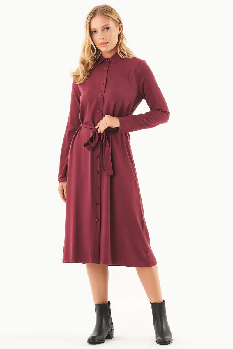ORGANICATION ORGANICATION Damen vegan Hemdkleid Ecovero Wein, Dunkelpink, – Produktbild 2 von 2