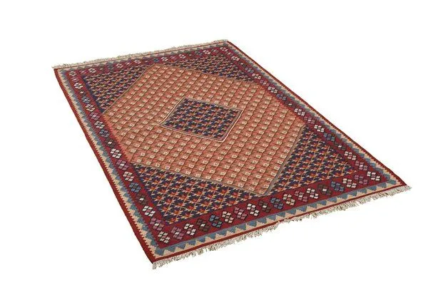 Rugtales Kelim Senneh Rugtales aus Schurwolle, Orange, – Produktbild 4 von 4