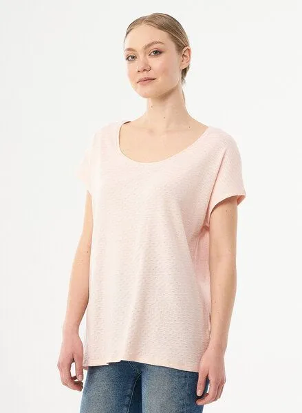 ORGANICATION ORGANICATION T-Shirt aus Bio-Baumwolle mit Strukturmuster, Powder pink, – Produktbild 3 von 4