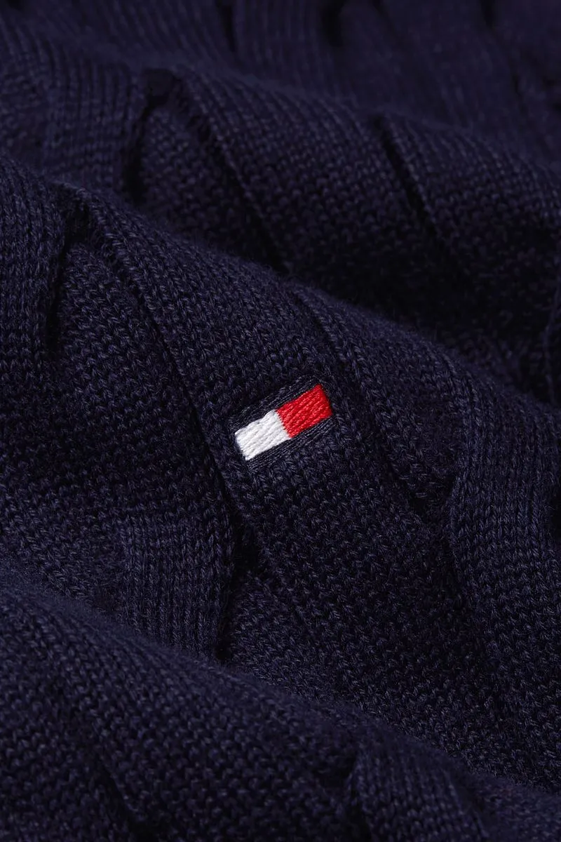 Tommy Hilfiger Tommy Hilfiger Half Zip Pullover Cable Navy - Größe M, Dunkelblau, – Produktbild 3 von 4