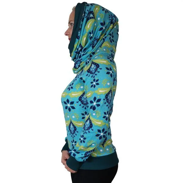 liebewicht liebewicht Kapuzenpullover Longshirt KapOn Jersey gemustert blau/bunt kurz – Produktbild 3 von 4