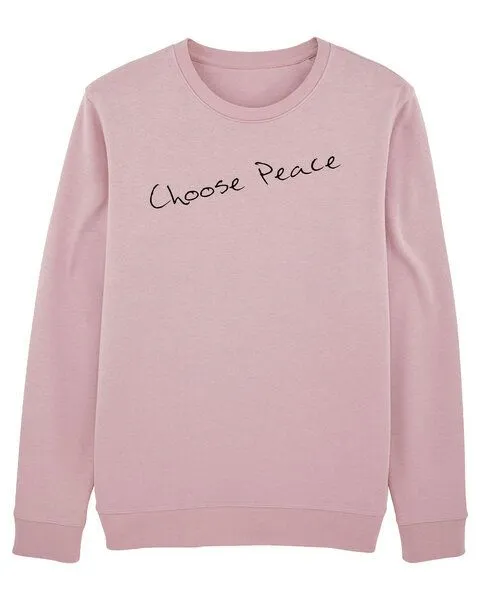 Human Family Human Family Bio Unisex Sweatshirt - Smooth "Choose Peace", Weiss, – Produktbild 2 von 5