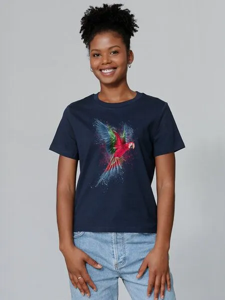 watapparel watapparel T-Shirt Frauen Papagei, French navy, – Produktbild 2 von 3