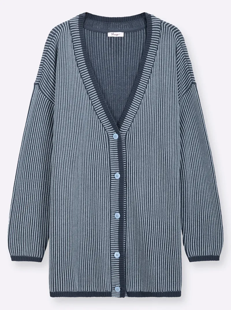 sheego Strickjacke, Eisblau-rauchblau, – Produktbild 1 von 2