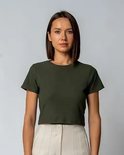GORG GORG Damen Geripptes Cropped T-Shirt aus Bio-Baumwolle & TENCEL Modal – Produktbild 1 von 1