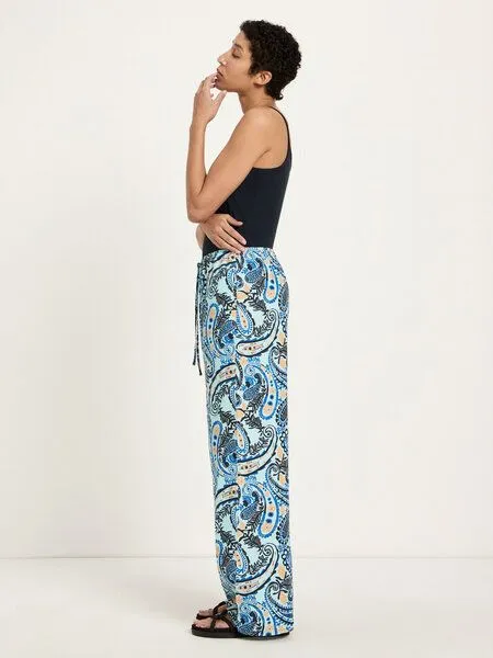 LANIUS LANIUS Hose mit Tunnelzug (GOTS) aus Bio-Leinen, Print paisley mint, – Produktbild 2 von 4