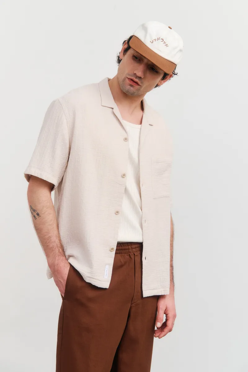 Rotholz Rotholz Herren vegan Hemd Bowling Strukturiert Blassgrau, Beige, – Produktbild 2 von 2