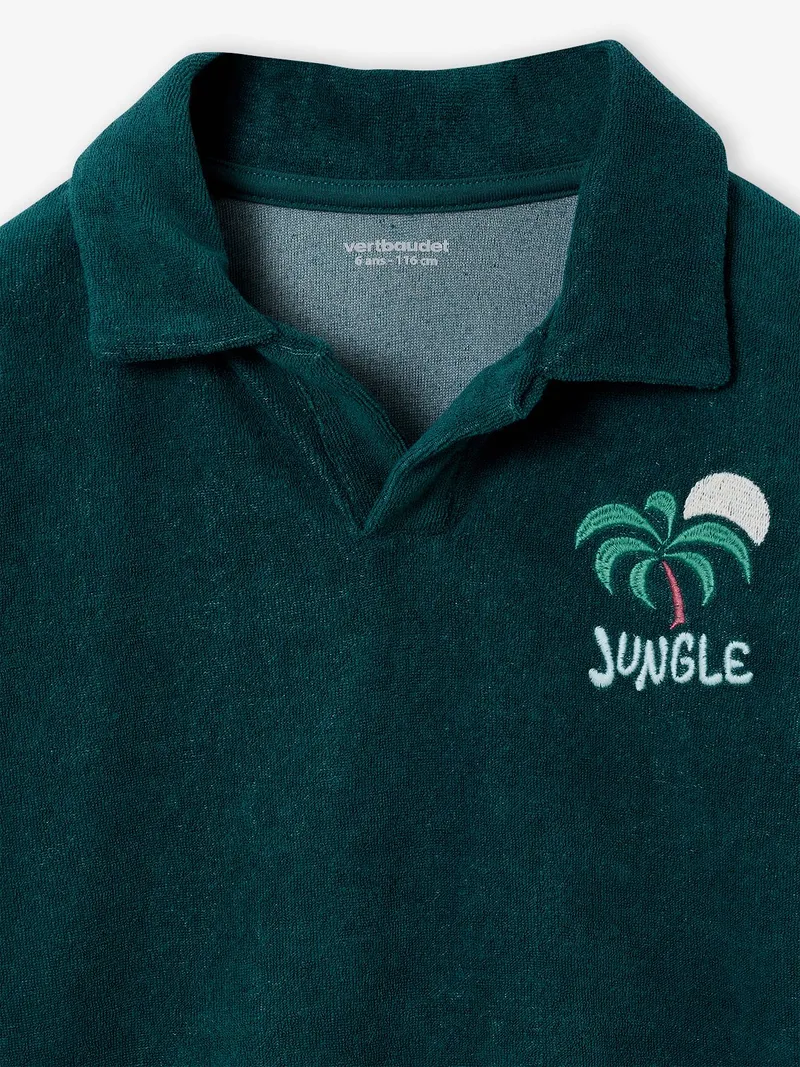 Vertbaudet Jungen Polohemd aus Ftee JUNGLE n, Tannengrün, – Produktbild 3 von 3