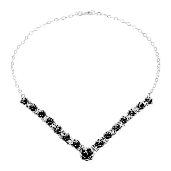 pakilia pakilia Silber Kette Mini Rosen dunkel fair-trade und handmade – Produktbild 1 von 4