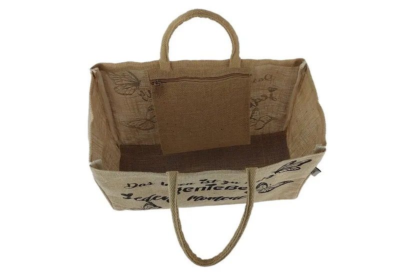 Domelo Domelo Einkaufskorb Jute Einkaufskorb, Vegan Einkaufstasche, Korbtasche, Shopping bag, Boden verstärkt, Beige, – Produktbild 3 von 5