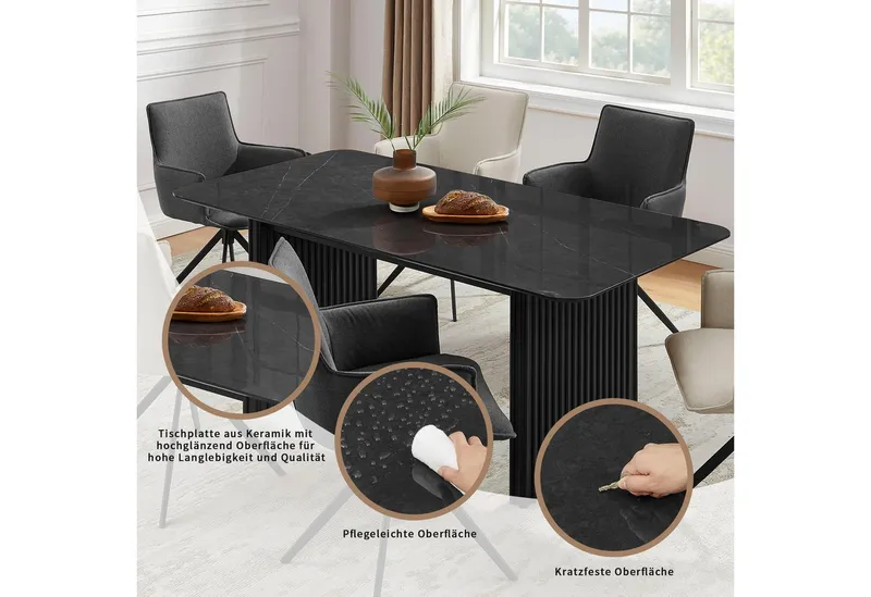 OTTO home Esstisch Vorly, FSC-zertifizierte Esche, Schweizer Kante und pflegeleichte Oberfläche, Grau, – Produktbild 4 von 7