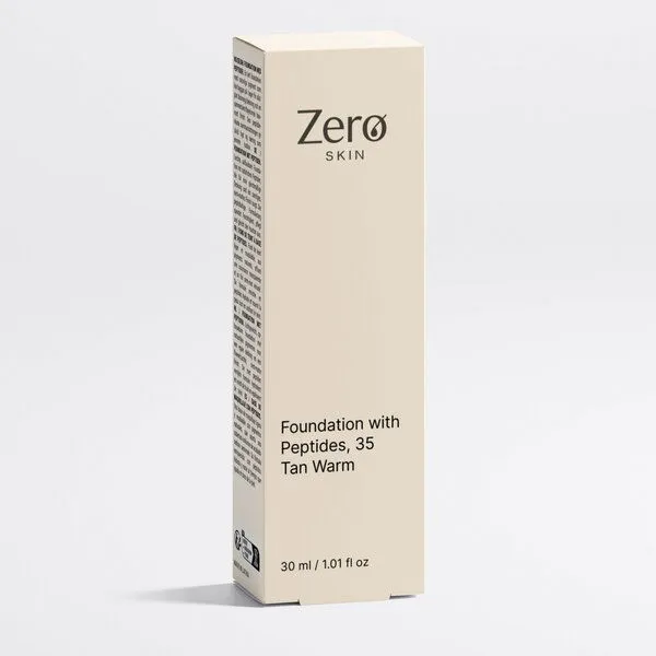 Zero Skin Zero Skin Foundation mit Peptiden, 35 Tan Warm - 30 ml, hydratisierend mit Hyaluronsäure & Aloe Vera, 35 tan warm, – Produktbild 4 von 4