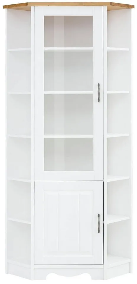OTTO home Eckvitrine Trinidad Höhe 188 cm, FSC® zertifiziertes Massivholz, Weiß, – Produktbild 4 von 4