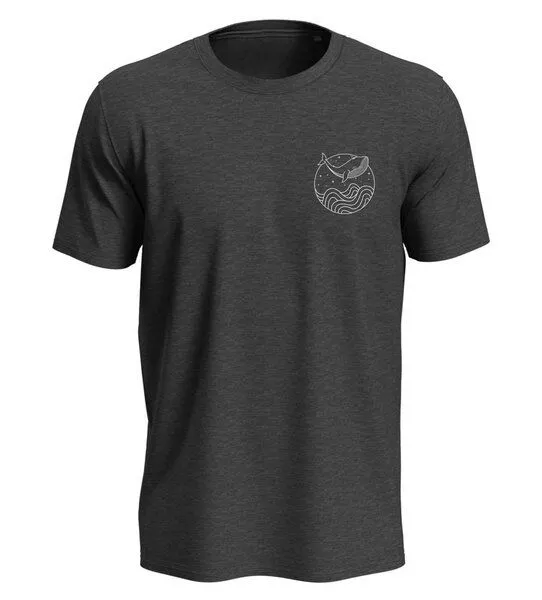 vis wear vis wear Wal zwischen Ozean und Wellen - Damen Special Edition Shirt, Schwarz meliert, – Produktbild 3 von 3
