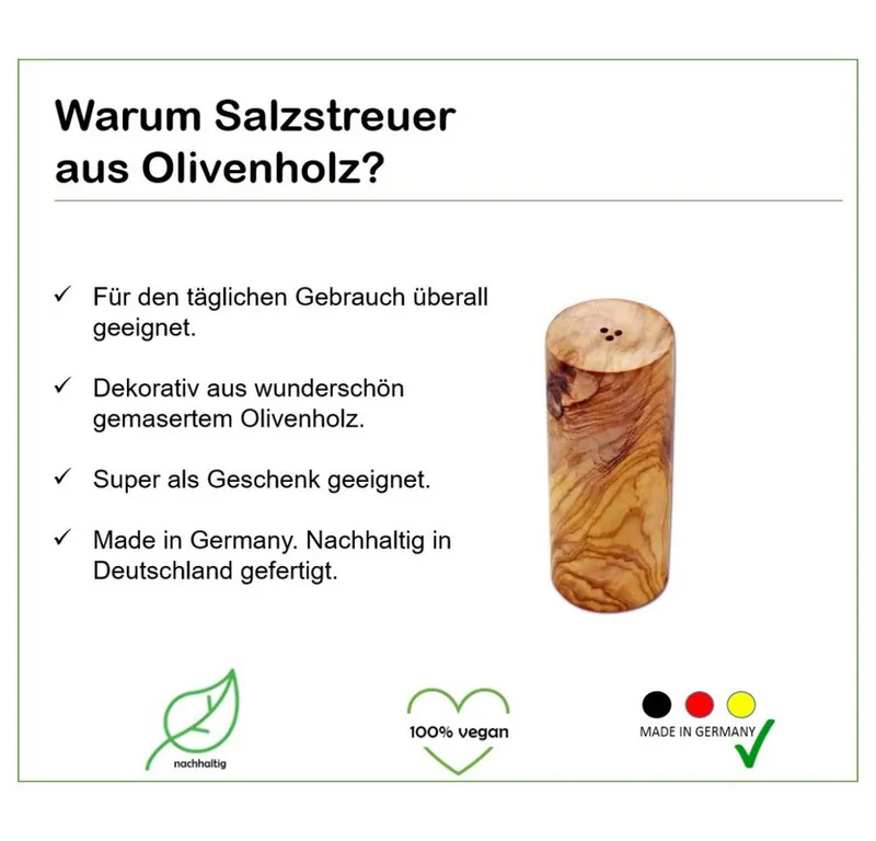 Olivenholz erleben Olivenholz erleben Salzstreuer Turm aus Olivenholz – Produktbild 2 von 4