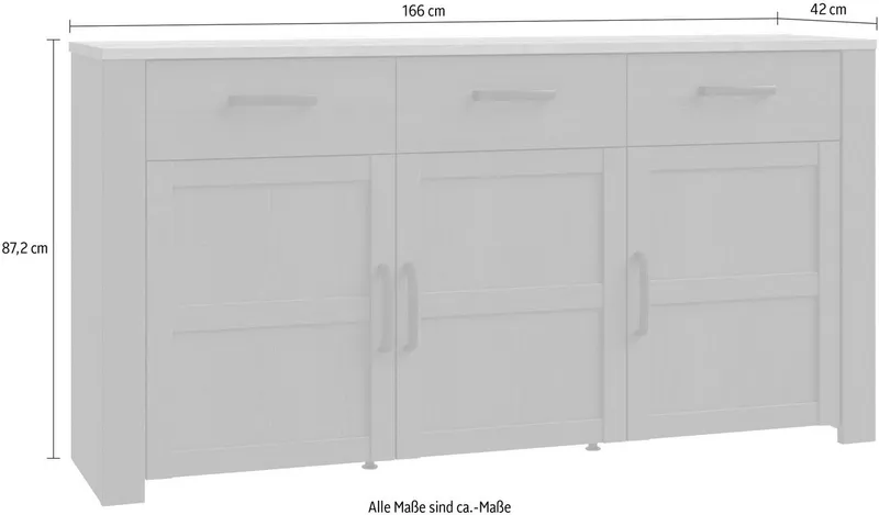 FORTE Sideboard Bohol, Sideboard, Soft-Close, Stauraum, Breite 166 cm, Grau, – Produktbild 5 von 5