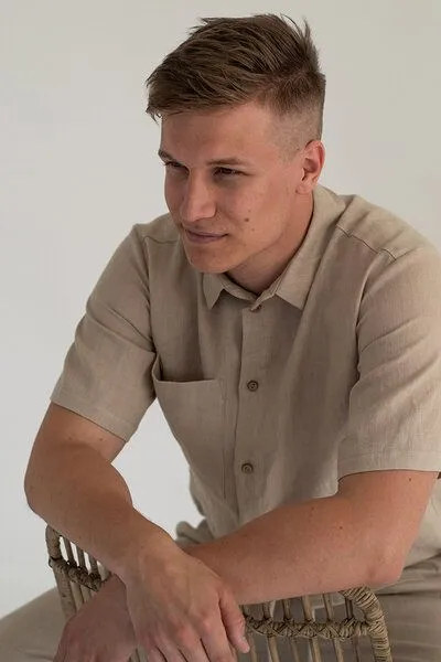 gust. gust. Herren Kurzarm Leinenhemd - Linen shirt - Short sleeve - 100% Bio-Leinen, Natural (natur), – Produktbild 4 von 4
