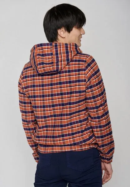 GreenBomb GREENBOMB Mirror - Lässiger Half-Zip aus Bio-Baumwolle / GOTS / Fair & Vegan, Orange (burned orange check), – Produktbild 3 von 4