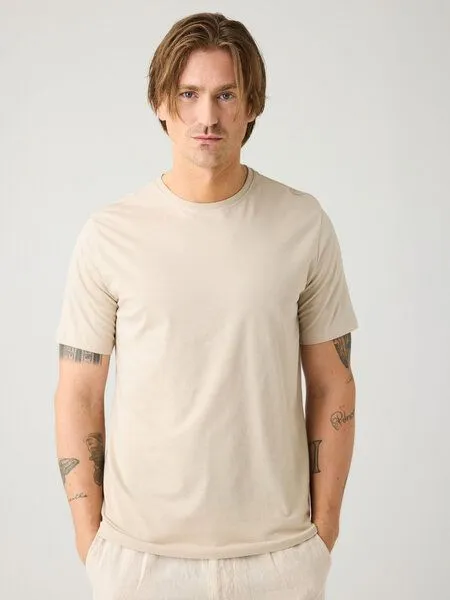 KnowledgeCotton Apparel KnowledgeCotton Apparel Basic T-Shirt O-Neck aus Bio-Baumwolle, Beige (light-feather-gray), – Produktbild 2 von 4