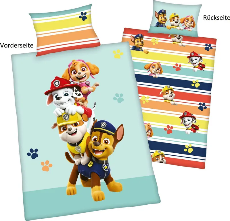 Paw Patrol Paw Patrol Babybettwäsche Paw Patrol, Renforcé, mit liebevollem Motiv, Bunt|grün, – Produktbild 1 von 3